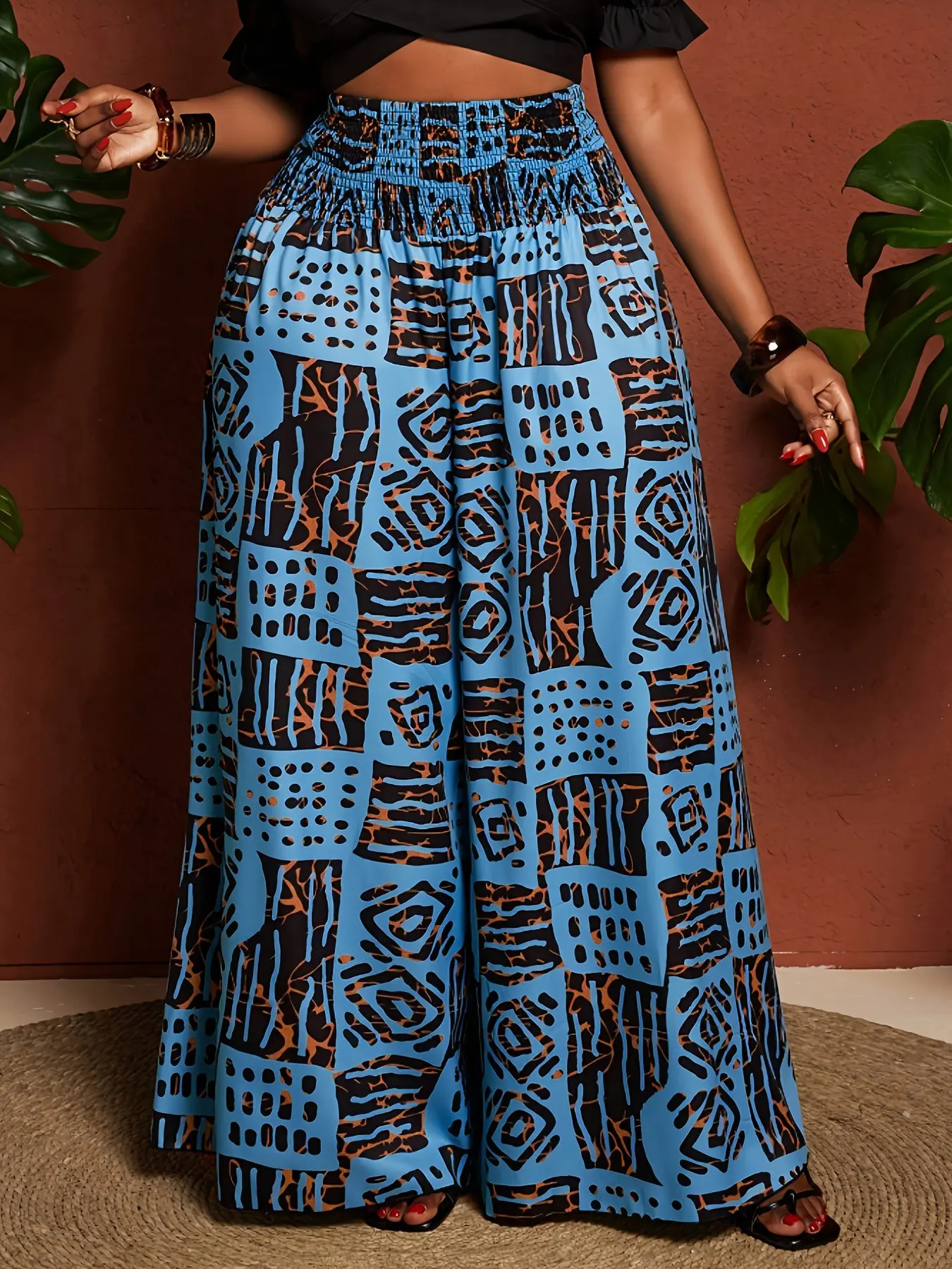 Loose Vacation Women's Long Pants, Geometric Bohemian Boho All Season Trousers, Comfortable Casual Wear, Perfect for Travel and Daily Use, Stylish Ladies' Bottoms, Casual Style Bottoms