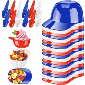 48 Pack Baseball Helmet Ice Cream Bowls 24pc Spoons and 24pc 8oz Mini Dessert Cups Sundae Bowls Parfait Cups Appetizer Cups, Reusable Serving Baseball Cup Bowls for Birthday Party