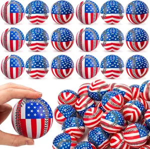 24 Pcs 4th of July Baseball Stress Ball Mini Independence Day Foam Patriotic Relief Toys Red White Blue American Flag Stress Ball for Boys Girls Memorial Day