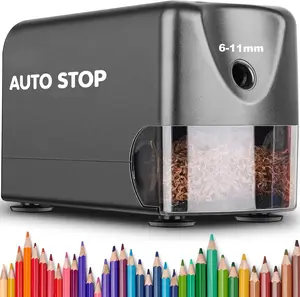 PSX3 Heavy Duty Electric Pencil Sharpener, Auto Stop Classroom Pencil Sharpeners for 6-11mm No.2/Colored Pencils, Pencil Sharpener for Large Pencils,  Point, Save Pencil, Gray