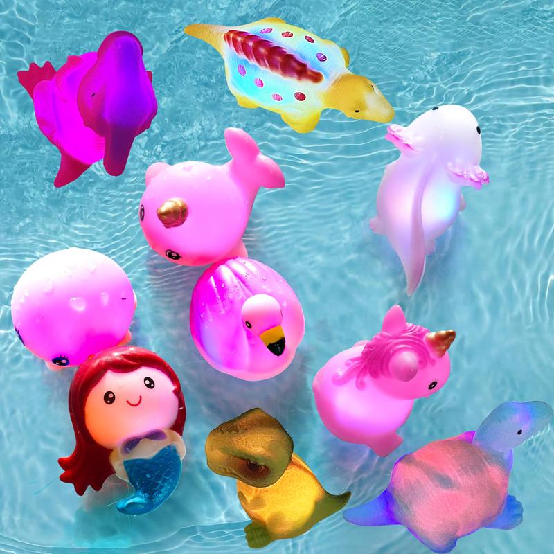 6/8/12 PCS Light-Up Floating Dinosaur Bath Toys Set, for Baby Toddler Nephew in Birthday Christmas Easter , Great Water Bathtub Shower Pool Bath Toy for Children Preschool