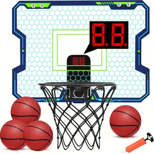 Mini Basketball Hoop Indoor Kids Over The Door Basketball Hoop Electronic Scoreboard Door Basketball Hoop 4 Balls Basketball Toys Gift for 3 4 5 6 7 8 9 10 11 12 Years Old Toddlers Boys Girls