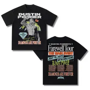 Dustin Poirier 'Diamonds Are Forever Farewell' Tour T-Shirt, 2 Sides Design, Perfect for Fight Fans and Collectors Cotton Crewneck