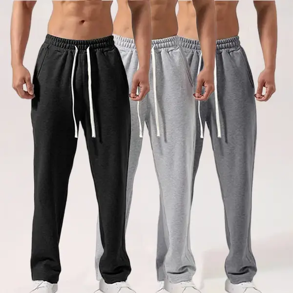 Men's 100% Polyester Plain Menswear Joggers Set - Loose Fit, Stretch Waist Ease, Workout-to-Home, Suitable for Autumn & Winter, Home & Commuting