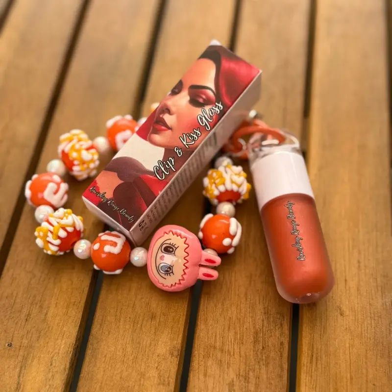 Bubu Clip & Kiss Lip Gloss with Keychain Glossy