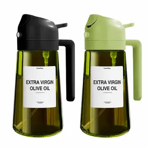 2-in-1 Glass Oil Dispenser & Sprayer Bottle-Leakproof Olive Oil Spray Bottle with Handle, Food-Grade, Refillable for Cooking, BBQ, Air Fryer & Salad