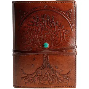 Journal in Brown 7x5 Refillable Lined Paper Tree of Life  writing Notebook Diary  Bound Daily Notepad for women and men Writing pad for Artist Sketch