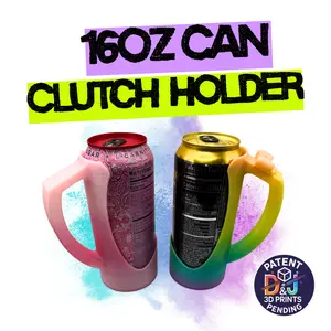 16oz Tall Can Clutch Holder with Lid Option Portable Lightweight Drinkware for Energy Drinks and Cans in Many Colors Customizable Personalized Cup Mug