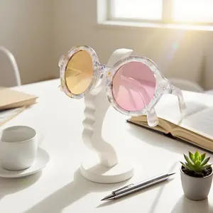 Artistic Arc Eyeglass Display Stand Set, Unique Design, Safe Storage Solution, Enhances Desktop Bedside Table Decor, Office Home Gift