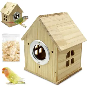 Quail parrot nesting box, wooden birdhouse, suitable for cage-raised parrots as a breeding and mating box, suitable for lovebirds, budgies, finches, cockatoos, canaries, and small to medium-sized birds (dimensions: 7.91 * 6.3 * 5.82inch )