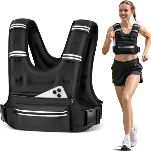 Weighted Vests for Women Men, 8 12 16 20 lb Weighted Vest with Storage Pockets, Rucking Vest with Reflective Stripe, Adjustable Straps Weight Vest for Running, Walking, Workout, Training