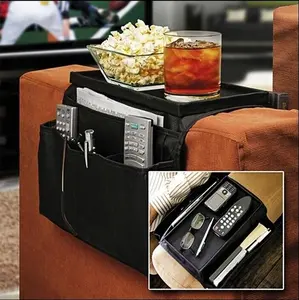 Sofa Armrest Organizer Caddy - Remote Control Holder for Armchair, Convenient Storage for TV Remotes, Snacks, and Essentials, Perfect Living Room Accessory