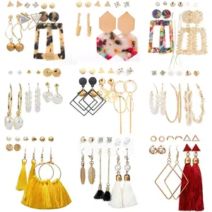53 Pairs Earrings Set for Women, Fashion  Tassel  Hoop Earrings Multipack Statement  Earring Stud Pack,  Drop Dangle Earrings for Valentine's Day
