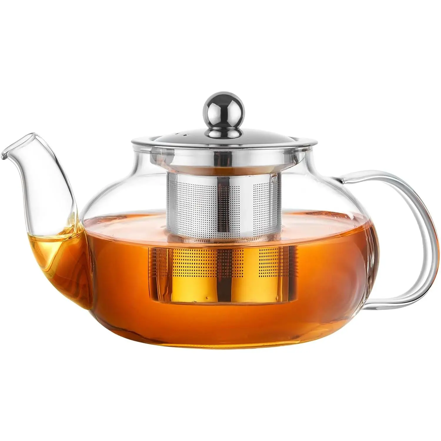 PARACITY Tea Pot for Stove, 20 oz Stovetop Clear Glass Teapot with Infuser Removable 18/8 stainless steel tea infuser in a glass tea kettle works as a loose leaf tea steeper, tea maker or tea brewer