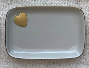 Michelle Allen Designs - Gold accent jewelry dish: Grey / Rectangle / Heart