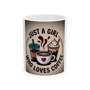 Just a Girl Who Loves Coffee Mug | Coffee Cups Illustration, Holiday, Best Friend Birthday Funny Friendship Gift