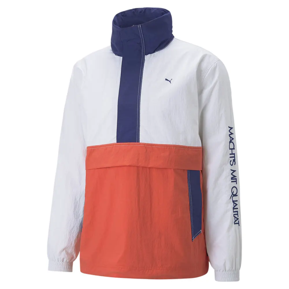 PUMA Mens Machts Mit Qualitat Stb Lightweight Pop Over Half Zip Jacket Athletic Outerwear Casual - Orange