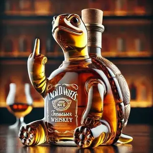 Turtle-Shaped Whiskey Decanter — Hand-Decorated Glass Bottle — Stylish & Whimsical Home Accent — Eco-Friendly Product — A Thoughtful Gift for Dad — Ideal for the Home Bar — A Favorite for Whiskey Enthusiasts — A Tasteful Gift for Any Occasion