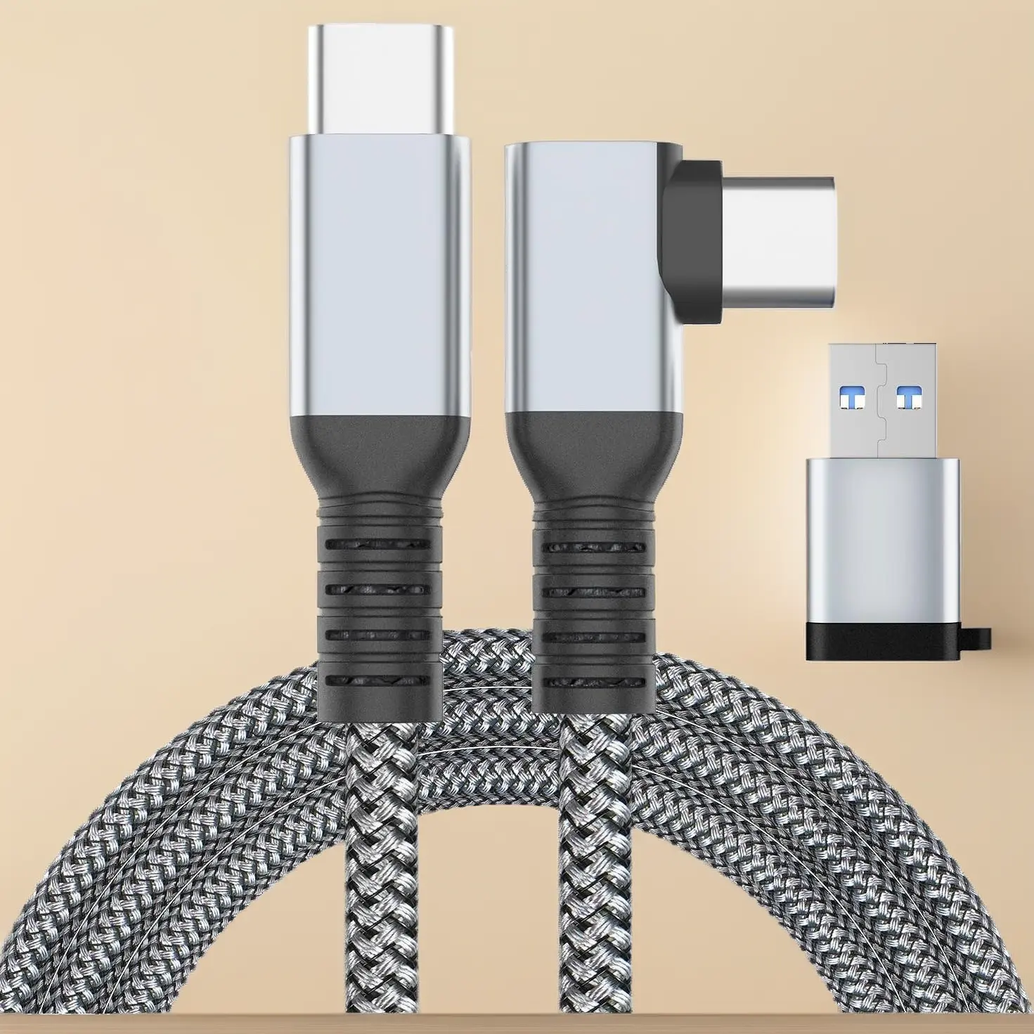 16FT Nylon Braided USB 3 Type-C VR Link Cable, Compatible with Meta Oculus Quest 2/3/Pro & Pico Headsets, Fast Data Transfer Accessory for PC Steam VR Gaming, Accessories