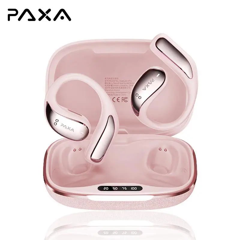 PAXA Vogbuds 5 Pro OWS Smart Voice Assistant Headset, Dynamic Stereo Sound Earbuds with ENC Call Noise Canceling Mic, Digital Battery Display