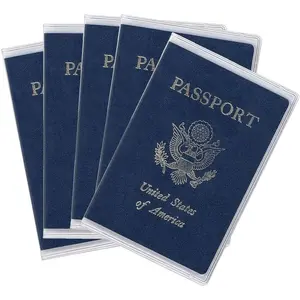 5 Pack Clear Passport Cover Clear Passport Holder Travel Document Organizer Plastic US Passport Holder