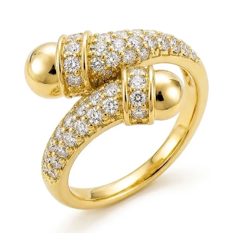 Camelia Shop Minimalist Adjustable Couples Ring - 6 to 10 Size Range, Elegant Gold Tone, Sparkling Stone, Romantic Women's Costume Jewelry for Special Occasions & Everyday Wear Ring-6027