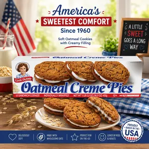 Oatmeal Crème Pies Sandwich Cookies, 12 Individually Wrapped Snack Packs, 16.2 oz Box