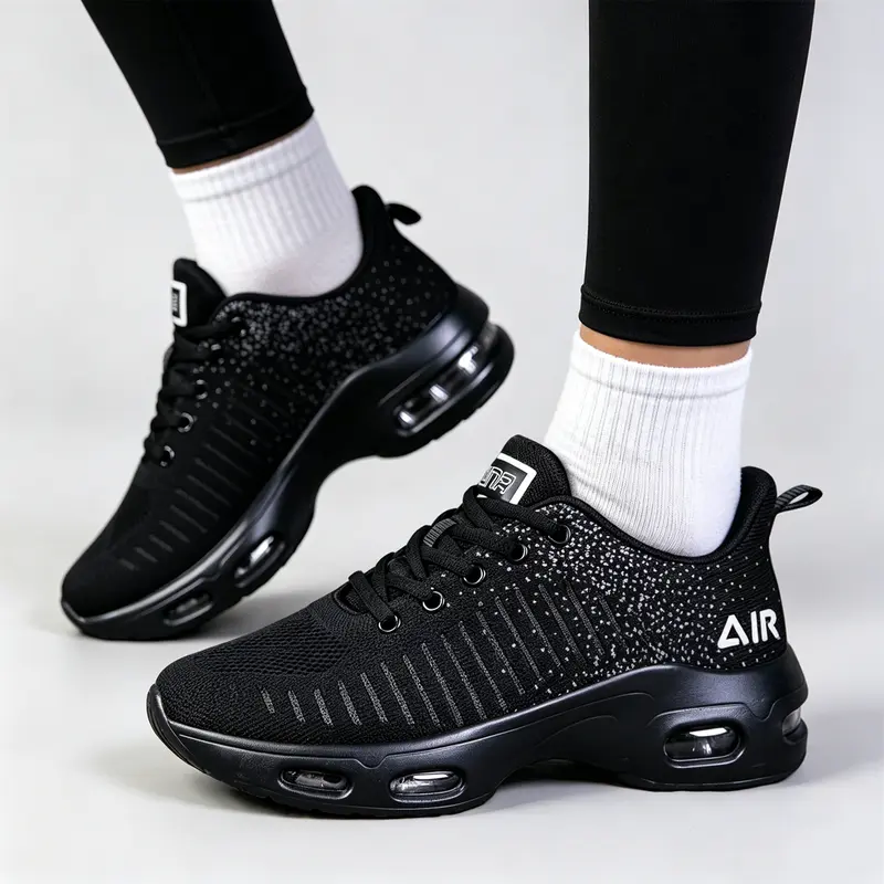 Women's Casual Rubber Sneakers 2026 - Low-Top Lace-Up Activewear Athletic Shoes, Breathable Runner Walking Running Footwear with Non-Slip, Anti-Impact, Shock-Absorbing Soft Soles for All-Day Comfort, All Seasons