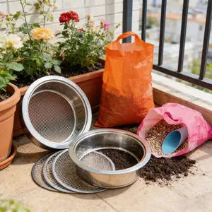 5pcs/set/3pcs/set Garden Soil Sifter for Bonsai, Compost, Sand and Rock Sifting