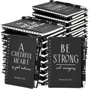Christian Prayer Journal Spiral Black Notebooks Bulk Small Notepad with Pens - Small Notepads (4.13"x5.43") - Father Day Gifts for male, Church Members &  Study Groups (30 sets Black)