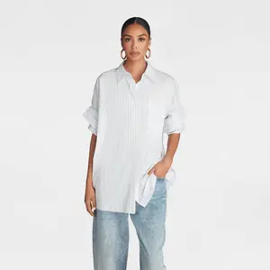 KBB by KAHLANA Women's Short Sleeve Button-Down 'The Tucked Sleeve Shirt'