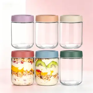 16 oz Glass Meal Prep Jars 6 Pack Mason Jars with Airtight Lids Leak Proof Overnight Oats Containers with Lids Reusable Chia Pudding Jars Snack Containers No Spill BPA Free Yogurt Jars