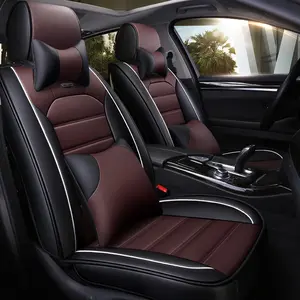 OTOEZ Universal Waterproof PU Leather Car Seat Covers with Pillows Full Coverage Breathable Non-slip Fit Most 5 Seats Cars SUVs Vans Car Accessories