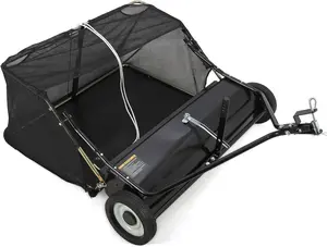 Gaomon 48-Inch Tow-Behind Lawn Sweeper, Heavy-Duty Leaf & Debris Collector with Large Capacity, Adjustable Sweeping Height, and Dumping Rope for Grass Pickup
