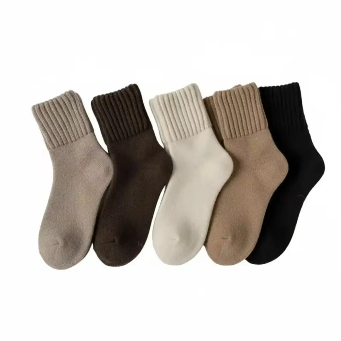 5 pairs of women's solid calf socks, warm and comfortable, must-buy in autumn and winter, fashion items