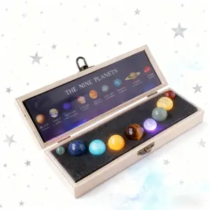 1 Set Natural Crystal Mineral Specimen Solar System Planet Crystal Ball - Space Themed Desk Ornament Home Decor, Birthday Christmas Valentine's Day Gift for Astronomy Enthusiasts Kids Friends Lovers