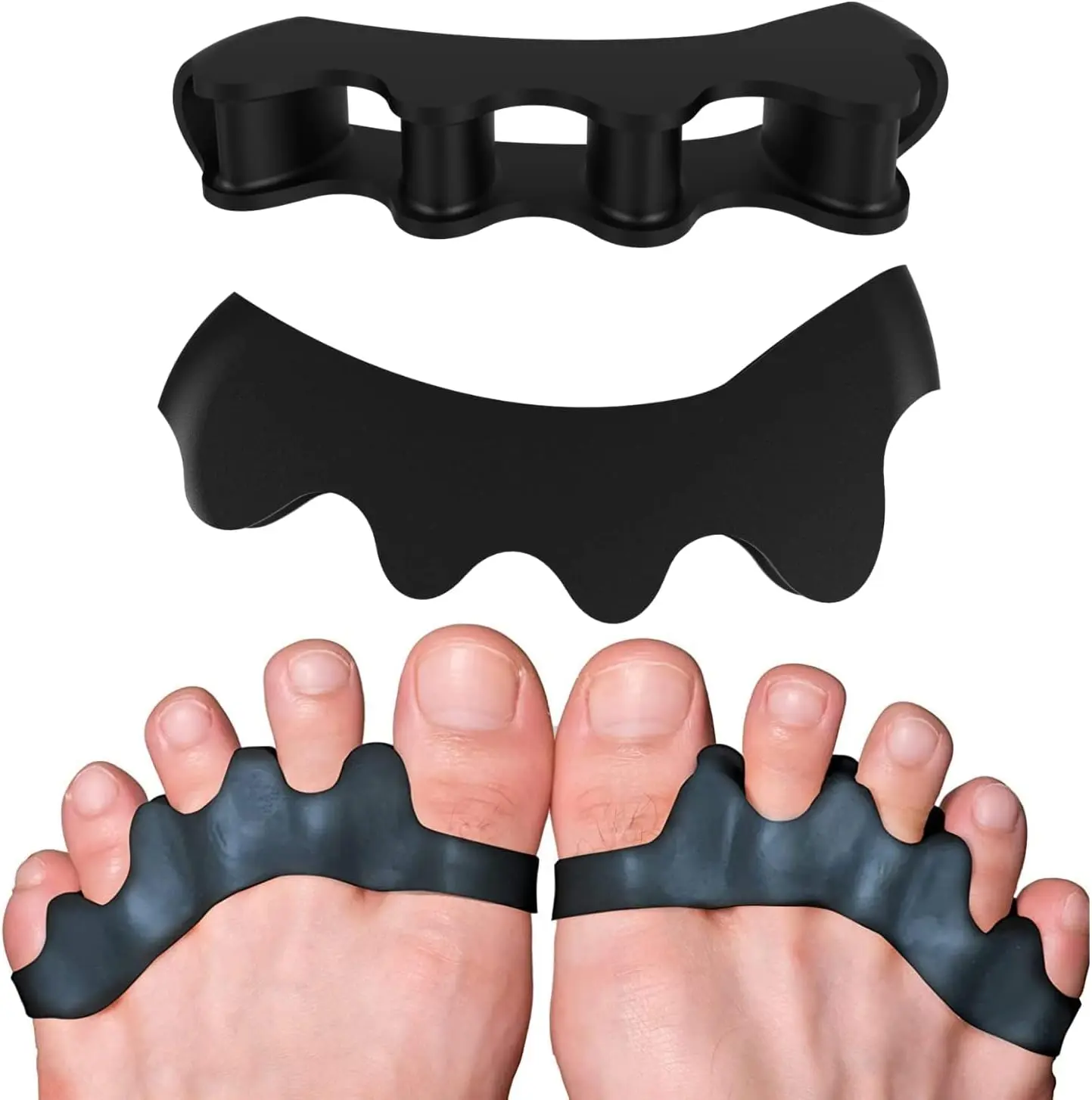 Silicone Toe Separators, Flexible Sports Support Tool for Functional Fitness Athletes, Easy-to-Clean, S/M Size Pair Pack