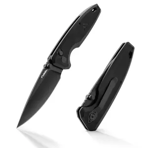 #fathersdaygift FLISSA Pocket Knife, 3.3" D2 Blade G10 Handle Folding Knife with Button Lock and Pocket Clip for Gift, EDC, Hunting, Camping, Survival, Outdoor