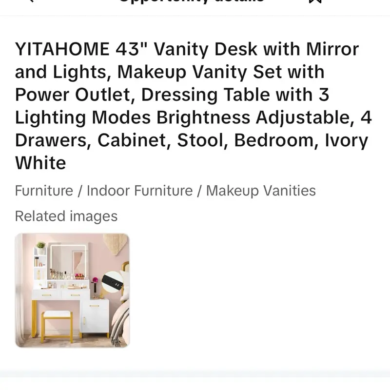 YITAHOME 43" Vanity Desk with Mirror and Lights, Makeup Vanity Set with Power Outlet, Dressing Table with 3 Lighting Modes Brightness Adjustable, 4 Drawers, Cabinet, Stool, Bedroom, Ivory White