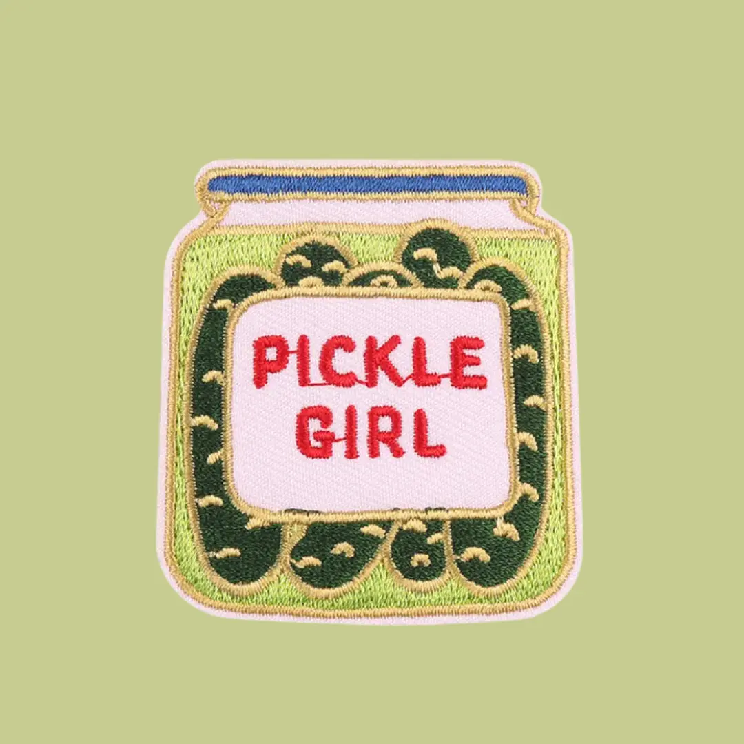 Custom Patches Embroidered, Pickle Girl Themed Sewing Supply Embroidery Patch