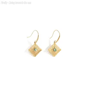 Geometric Gold Sunburst Drop Earrings – Chic and  Lightweight Earrings for a Bold, Modern Look"