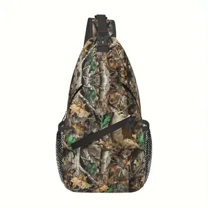 [Made in US] Crossbody Chest Bag Hiking Backpack Camouflage Leaves And Deer Shoulder Bag Folding Large Capacity Fashion Durable Can Be Used For Shopping, Work, Leisure Travel Beach Bag Fishing Backpack