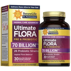 Renew Life Ultimate Flora Women's Probiotic Dietary Supplement, 70B CFU Delayed-Release Vegan Capsules, Doctor-Formulated, Dairy-Free, Supports Intimate & Digestive Health, 30 Count