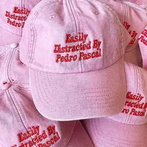 Easily Distracted By Pedro Pascal Vintage Embroidered Washed Cap, Hat for Pedro Pascal Lover, Pedro Pascal Simp