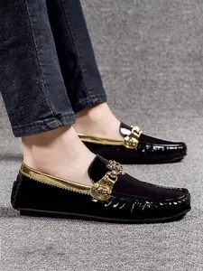 Men's Casual Solid Color Slip-on Loafer Shoes, Fashionable Comfortable Flat Shoes for Daily Wear, Lightweight Breathable Shoes for All Seasons, Boy, Walking Shoes