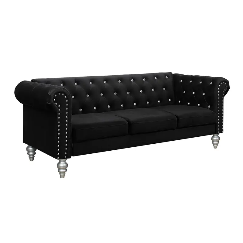 Favorer Emma Velvet Rolled Arm Sofa Favorer Emma Velvet Rolled Arm Sofa