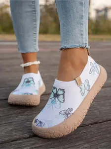 Women's Butterfly Print Slip-On Shoes | Breathable Mesh Casual Shoes | Lightweight Non-Slip Walking Shoes