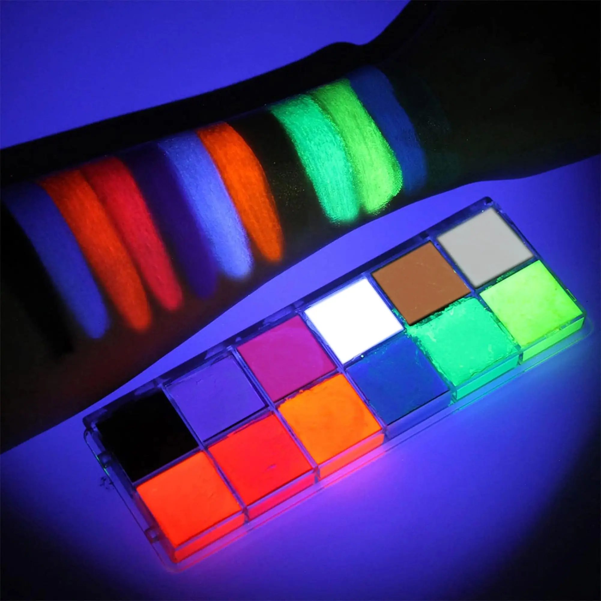 Ytruns 12-Color Water-Soluble Fluorescent Body Paint Set, Easy-Wash Paste Form Makeup for Festive Face Art, Halloween-Style Neon, Lightweight for Event Use