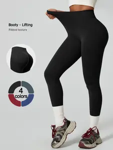 Women's Sporty Long Pants Slim Fit Waistband, Natural Lift Butt Cut Design, Soft Seamless Fabric, Supportive Structure, Reduce Vibration, Seamless Sculpt Shaping Leggings