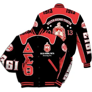Red Black Delta Sigma Theta Varsity Jacket, Delta Sigma Theta Racing Style Printed Baseball Jacket, Transcend Motto Edition Jacket 1913 Fraternity Jacket, 90s Hip Hop Baseball Jacket, Men Women Sports Lightweight Jacket